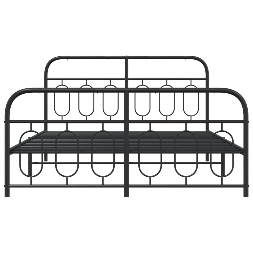 Bedframe met hoofd- en voeteneinde metaal zwart 140x200 cm