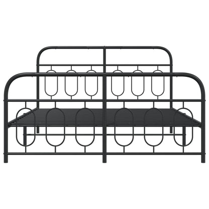 Bedframe met hoofd- en voeteneinde metaal zwart 140x200 cm