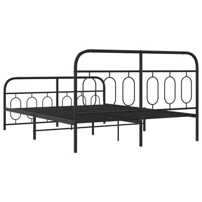 Bedframe met hoofd- en voeteneinde metaal zwart 140x200 cm