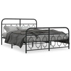 Bed frame with headboard and footboard metal black 140x200 cm
