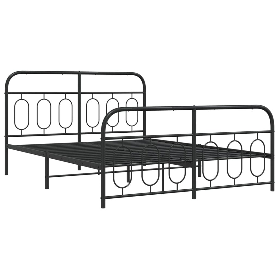 Bedframe met hoofd- en voeteneinde metaal zwart 150x200 cm