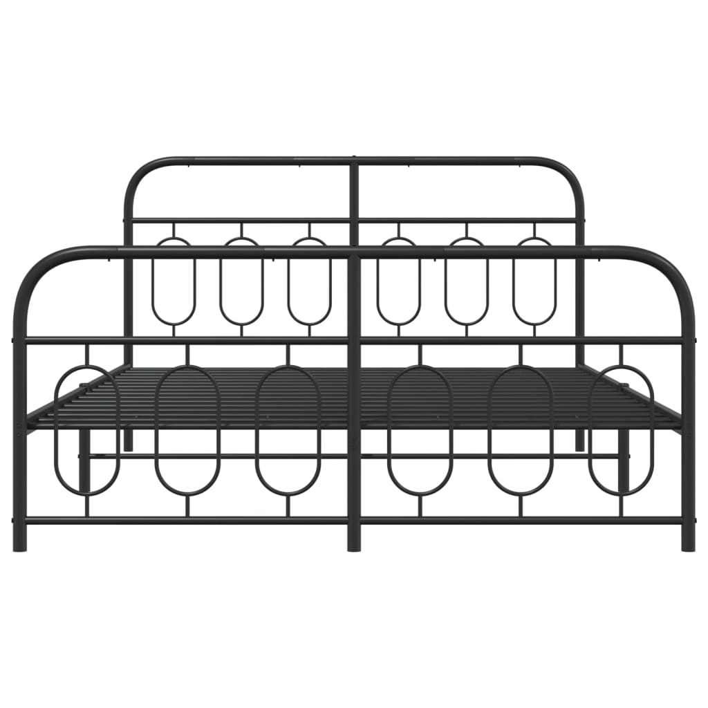 Bedframe met hoofd- en voeteneinde metaal zwart 150x200 cm