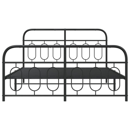 Bedframe met hoofd- en voeteneinde metaal zwart 150x200 cm