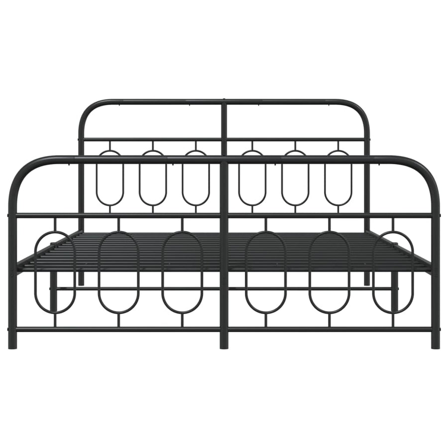 Bedframe met hoofd- en voeteneinde metaal zwart 150x200 cm