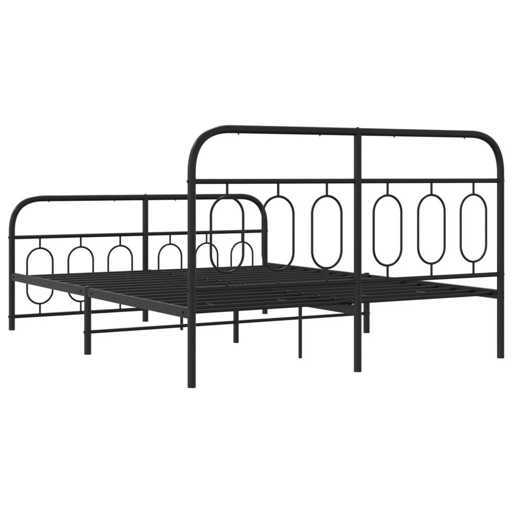 Bedframe met hoofd- en voeteneinde metaal zwart 150x200 cm