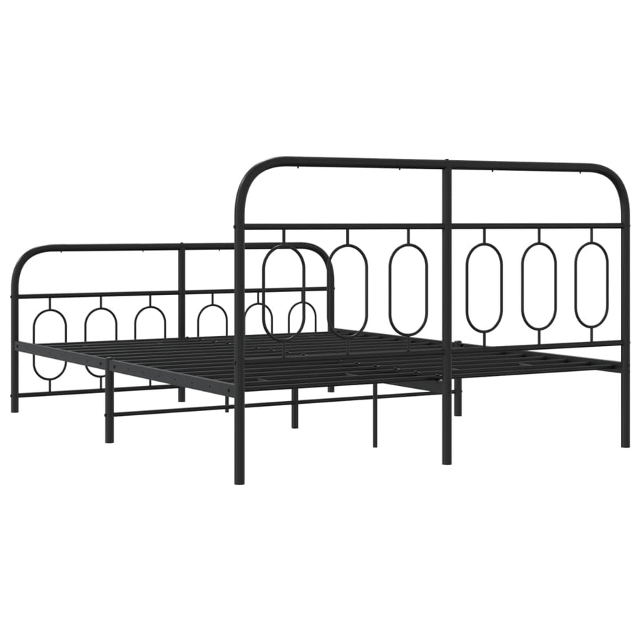 Bedframe met hoofd- en voeteneinde metaal zwart 150x200 cm