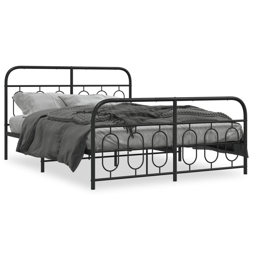 Bedframe met hoofd- en voeteneinde metaal zwart 150x200 cm