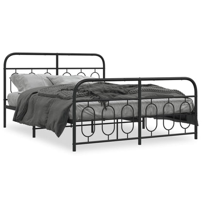 Bedframe met hoofd- en voeteneinde metaal zwart 150x200 cm