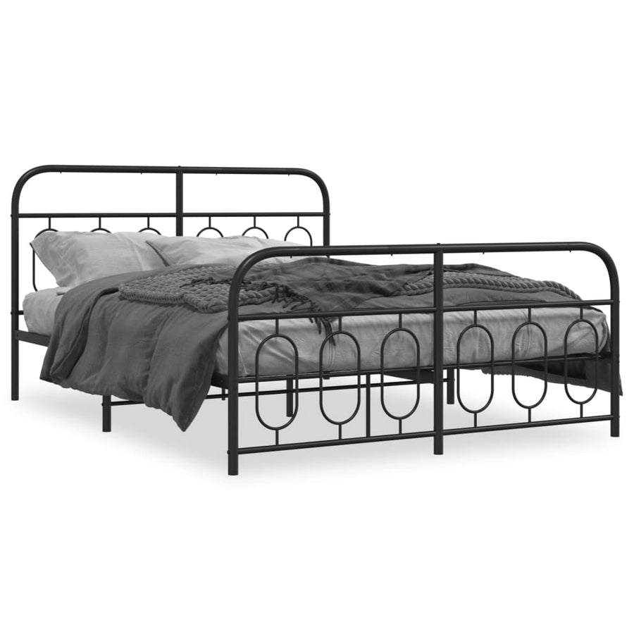 Bedframe met hoofd- en voeteneinde metaal zwart 150x200 cm