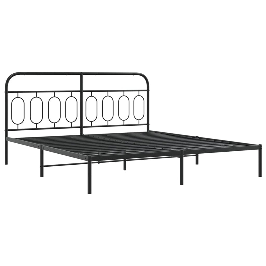 Bedframe met hoofd- en voeteneinde metaal zwart 183x213 cm