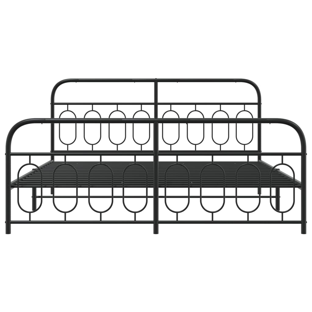 Bedframe met hoofd- en voeteneinde metaal zwart 183x213 cm