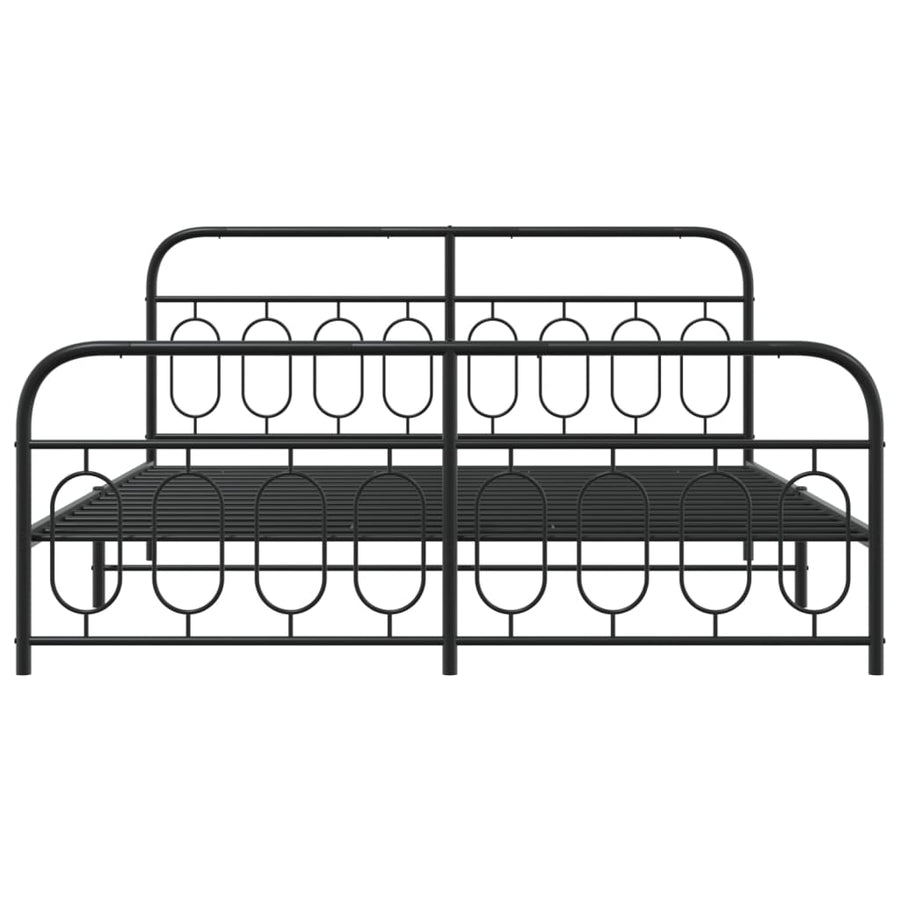 Bedframe met hoofd- en voeteneinde metaal zwart 183x213 cm