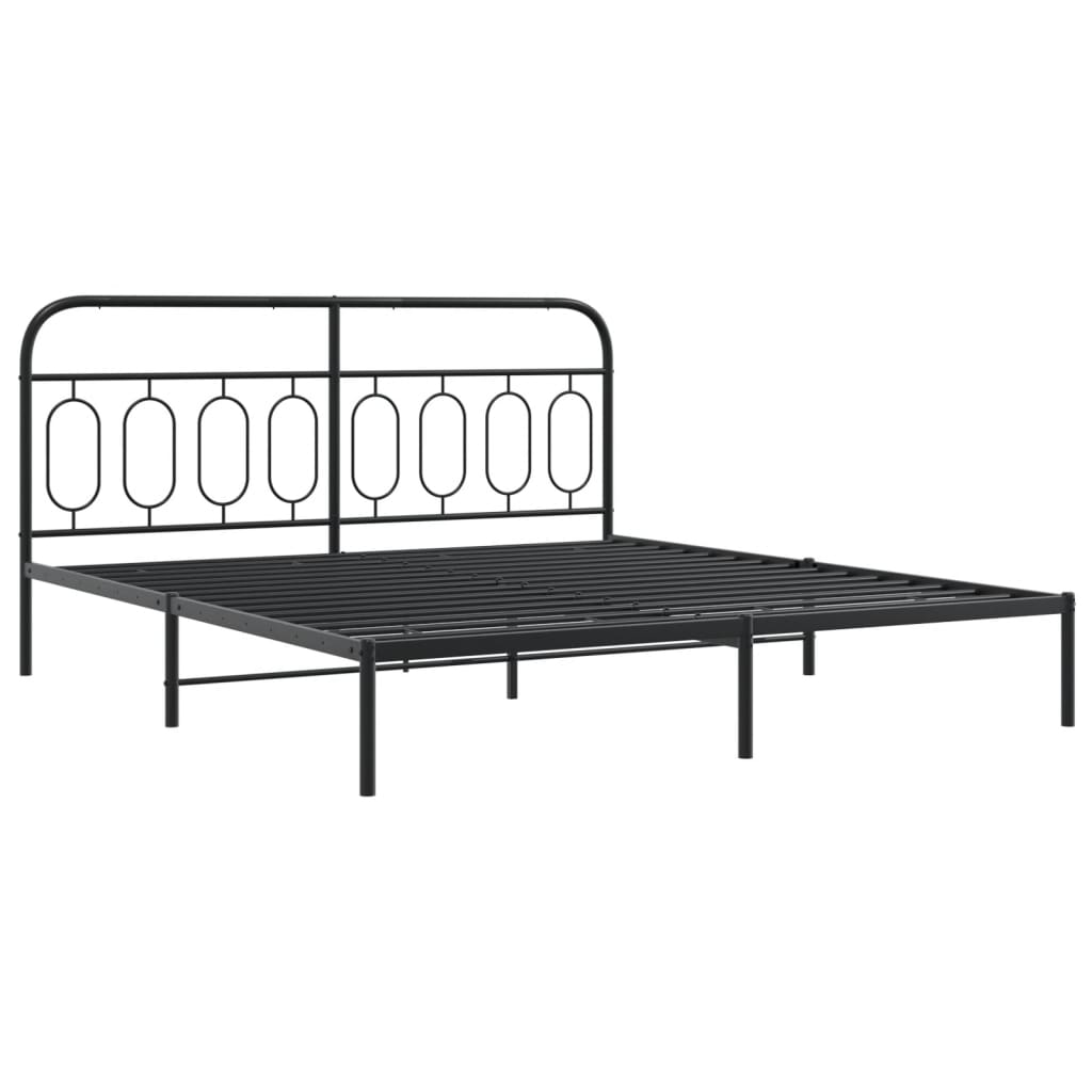 Bedframe met hoofd- en voeteneinde metaal zwart 193x203 cm