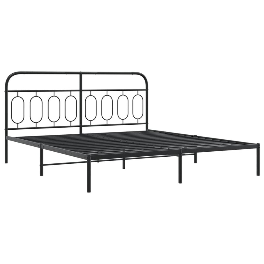 Bedframe met hoofd- en voeteneinde metaal zwart 193x203 cm