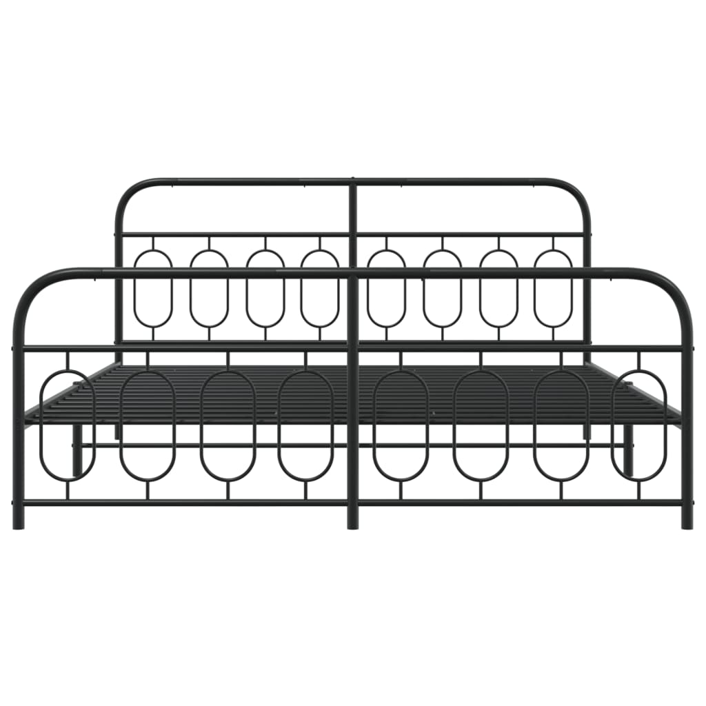 Bedframe met hoofd- en voeteneinde metaal zwart 193x203 cm