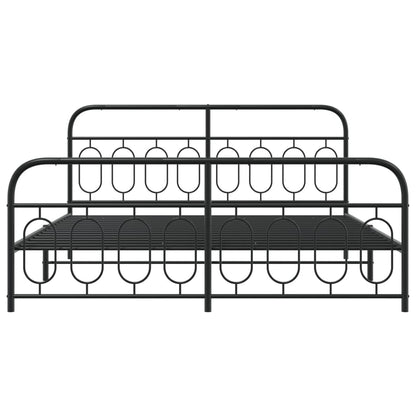 Bedframe met hoofd- en voeteneinde metaal zwart 193x203 cm