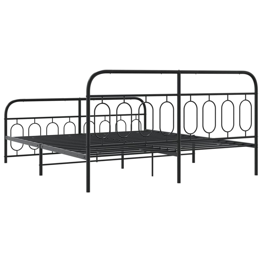 Bedframe met hoofd- en voeteneinde metaal zwart 193x203 cm