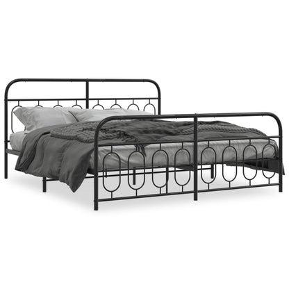 Bedframe met hoofd- en voeteneinde metaal zwart 193x203 cm