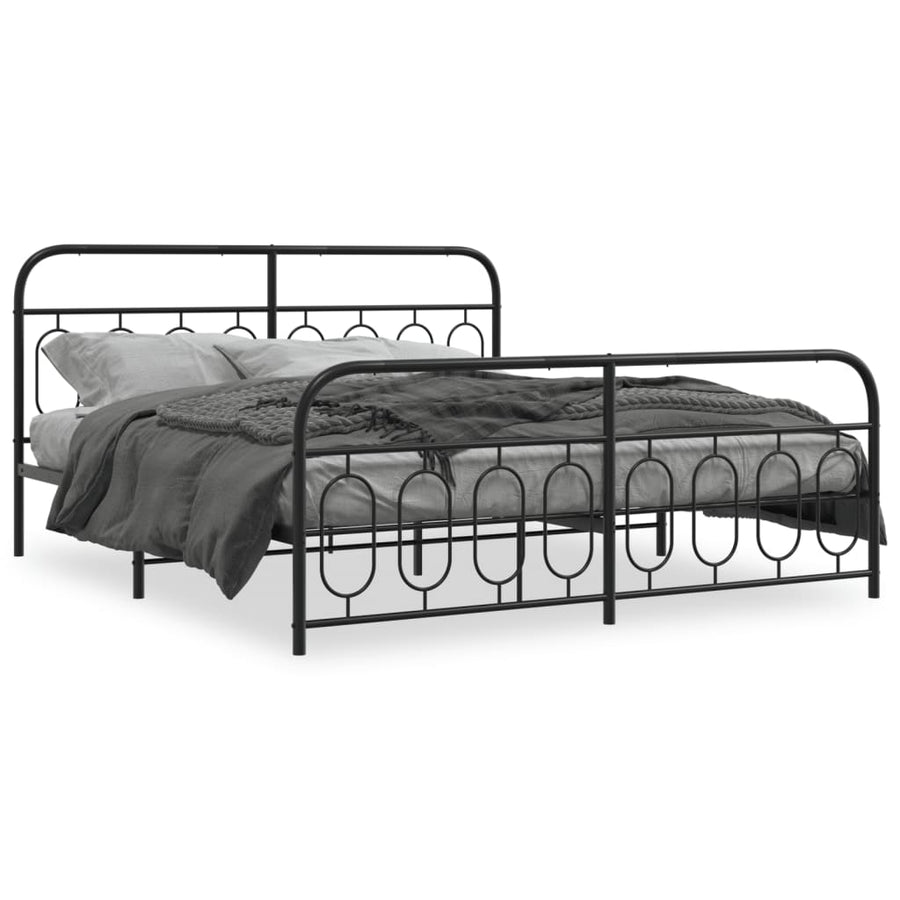 Bedframe met hoofd- en voeteneinde metaal zwart 193x203 cm