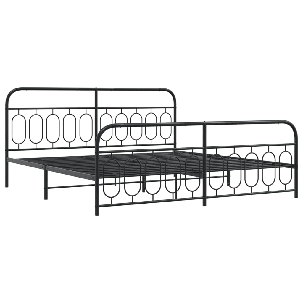 Bedframe met hoofd- en voeteneinde metaal zwart 200x200 cm