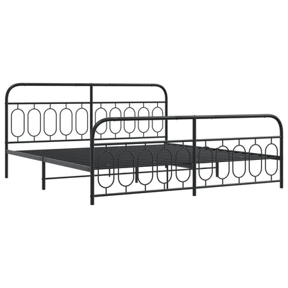 Bedframe met hoofd- en voeteneinde metaal zwart 200x200 cm
