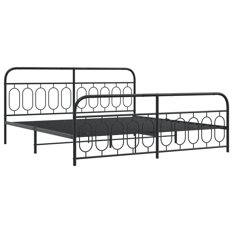 Bedframe met hoofd- en voeteneinde metaal zwart 200x200 cm