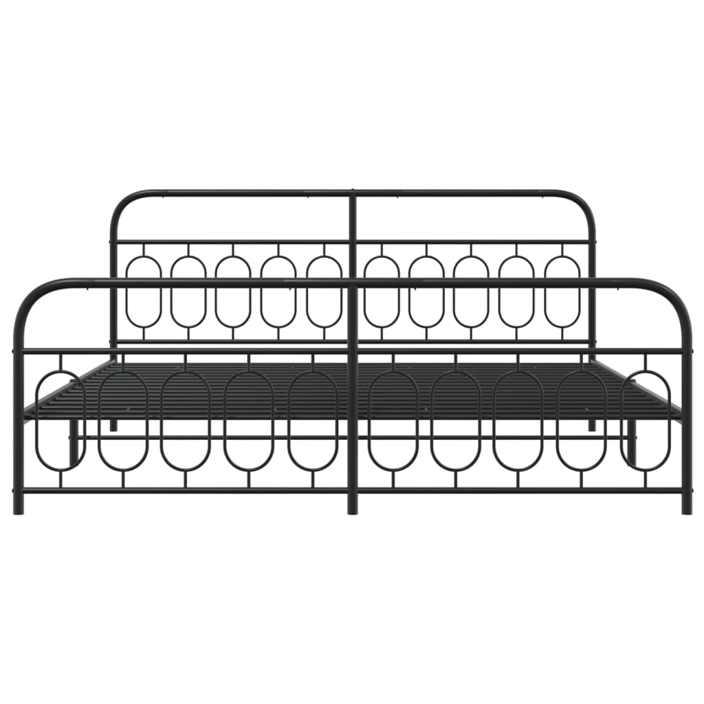 Bedframe met hoofd- en voeteneinde metaal zwart 200x200 cm