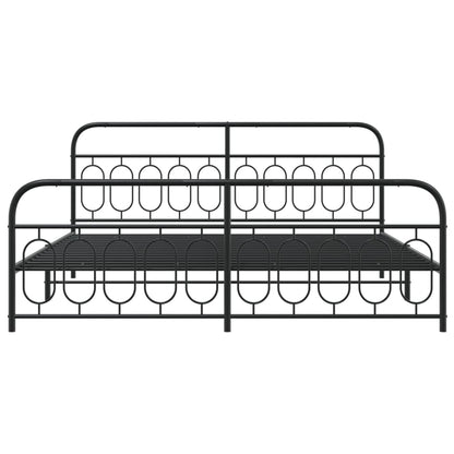 Bedframe met hoofd- en voeteneinde metaal zwart 200x200 cm