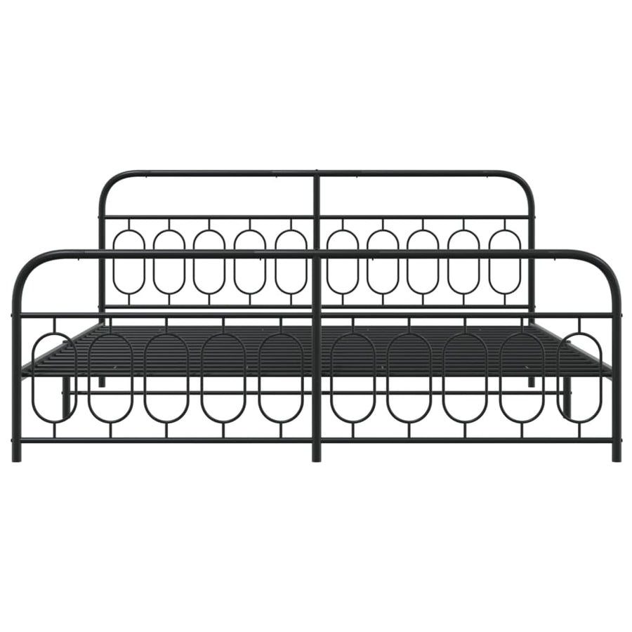 Bedframe met hoofd- en voeteneinde metaal zwart 200x200 cm