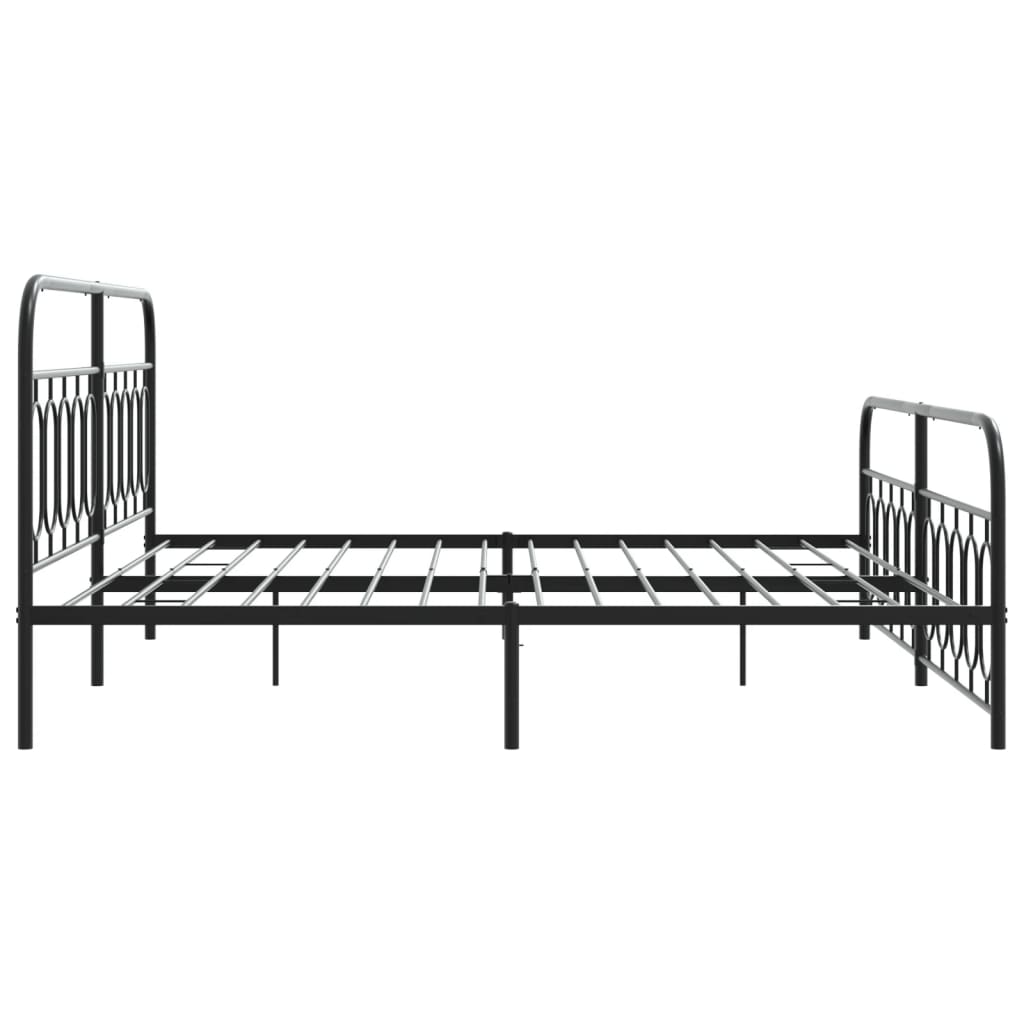 Bedframe met hoofd- en voeteneinde metaal zwart 200x200 cm