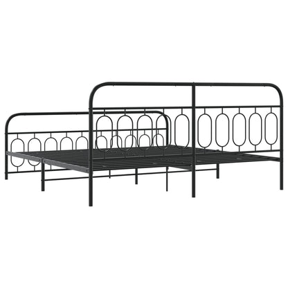Bedframe met hoofd- en voeteneinde metaal zwart 200x200 cm