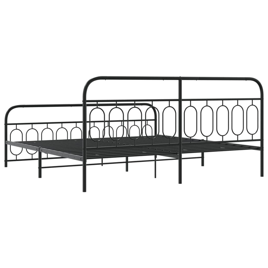 Bedframe met hoofd- en voeteneinde metaal zwart 200x200 cm