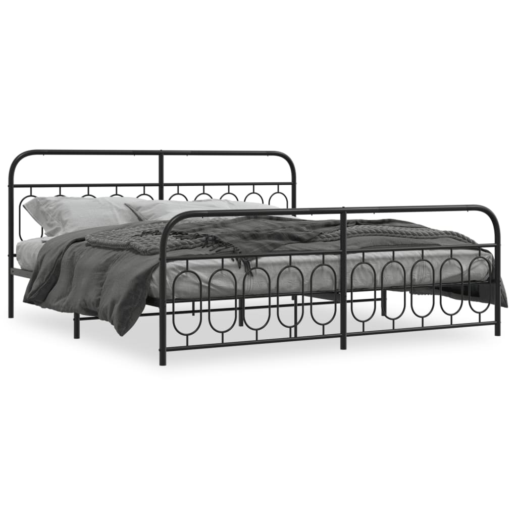 Bedframe met hoofd- en voeteneinde metaal zwart 200x200 cm