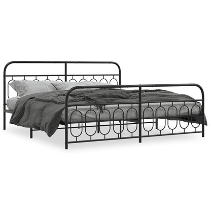 Bedframe met hoofd- en voeteneinde metaal zwart 200x200 cm