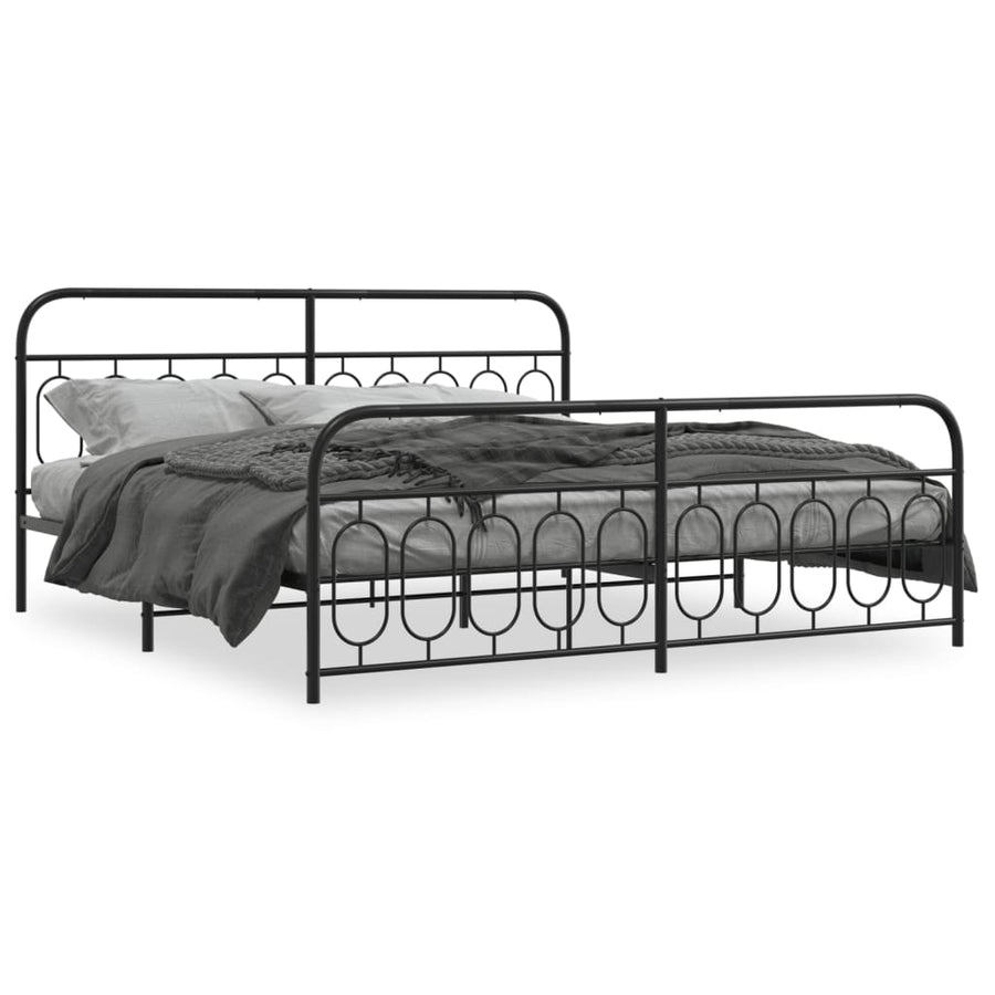 Bedframe met hoofd- en voeteneinde metaal zwart 200x200 cm