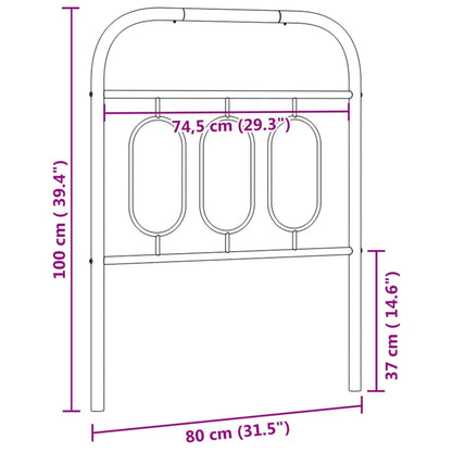 Hoofdbord 75 cm metaal zwart