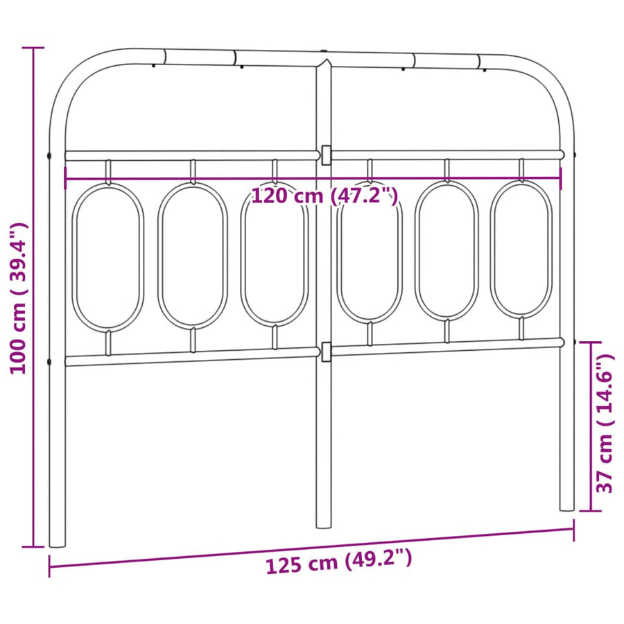 Hoofdbord 120 cm metaal zwart