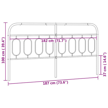 Hoofdbord 183 cm metaal zwart