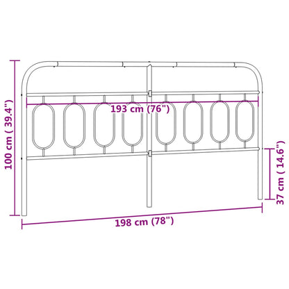 Hoofdbord 193 cm metaal zwart