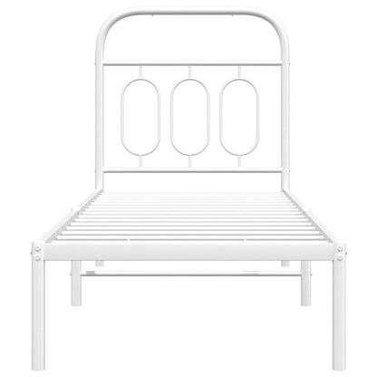 Bedframe met hoofdbord metaal wit 75 x 190 cm