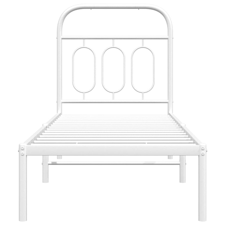 Bedframe met hoofdbord metaal wit 75 x 190 cm