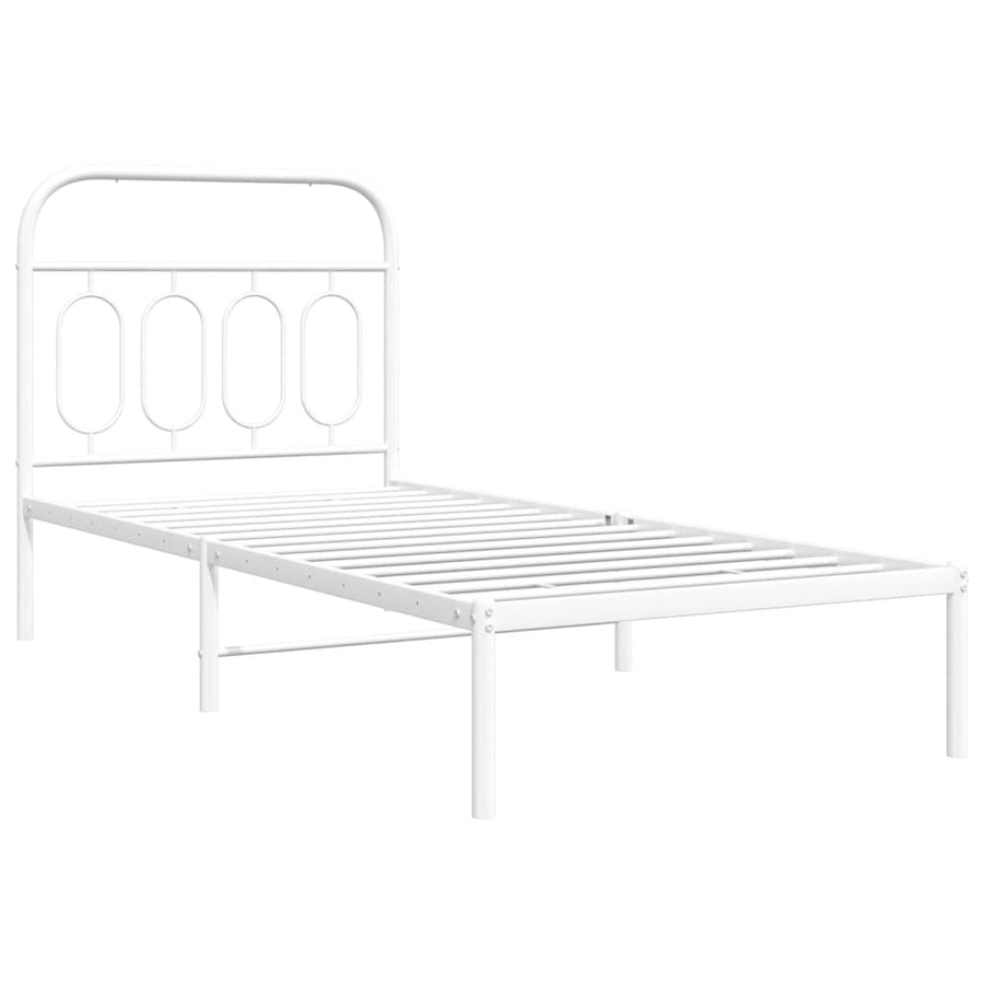 Bedframe met hoofdbord metaal wit 80x200 cm