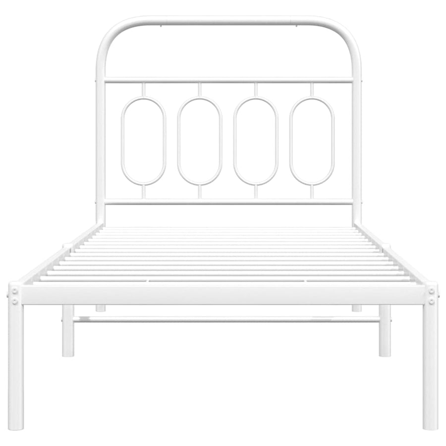 Bedframe met hoofdbord metaal wit 80x200 cm