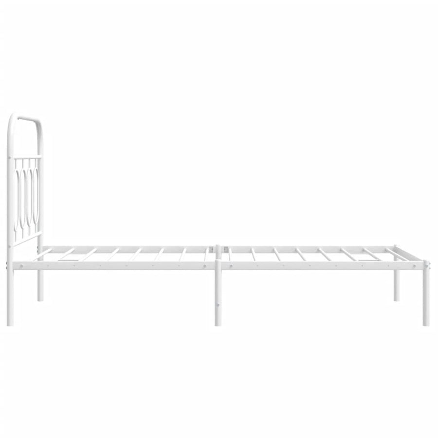Bedframe met hoofdbord metaal wit 80x200 cm