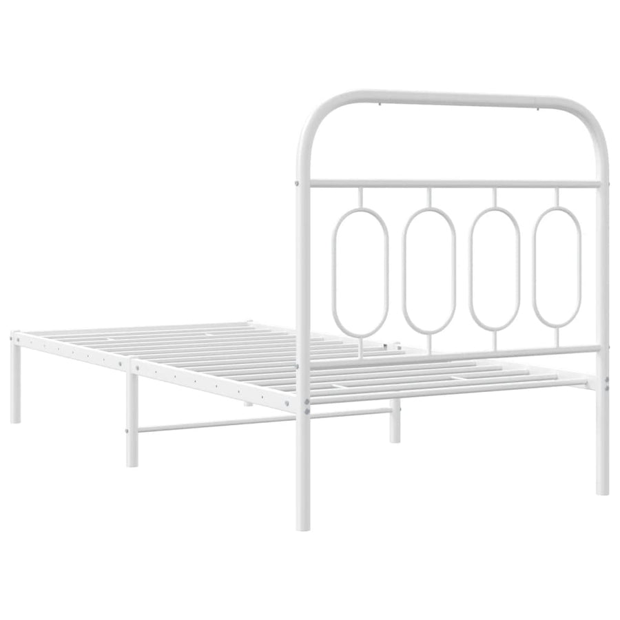 Bedframe met hoofdbord metaal wit 80x200 cm