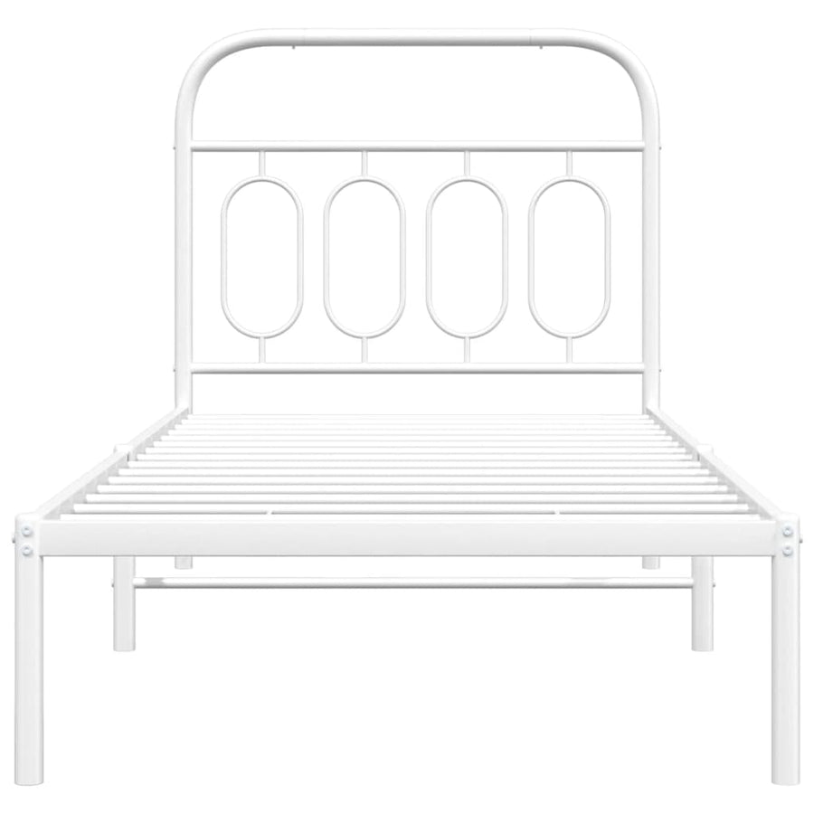 Bedframe met hoofdbord metaal wit 90x190 cm