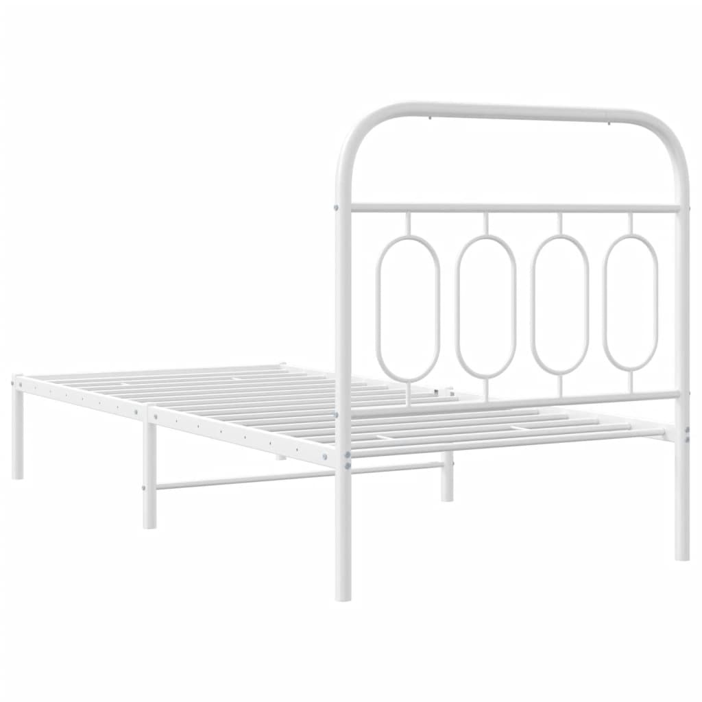 Bedframe met hoofdbord metaal wit 90x190 cm