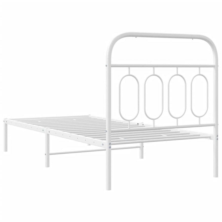 Bedframe met hoofdbord metaal wit 90x190 cm