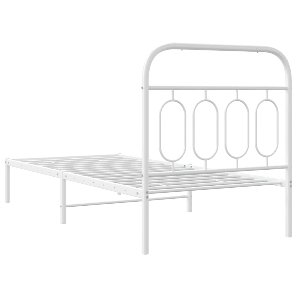 Bedframe met hoofdbord metaal wit 90x200 cm