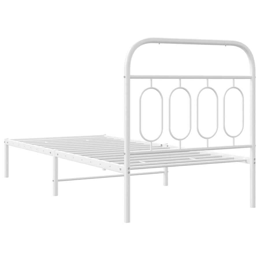 Bedframe met hoofdbord metaal wit 90x200 cm